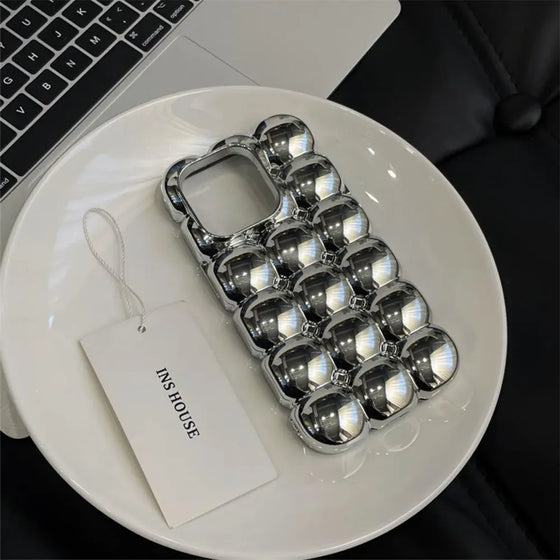 3D Bubble Silver iPhone Case