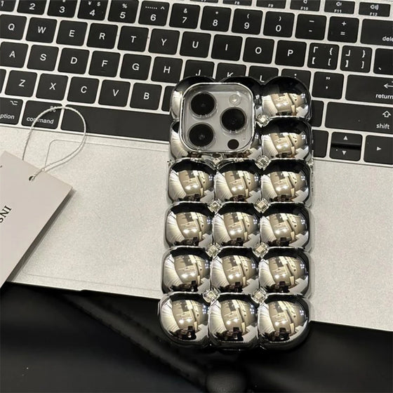 3D Bubble Silver iPhone Case