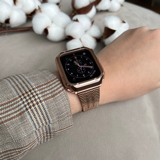 Stainless Steel Apple Watch Band with Face Cover