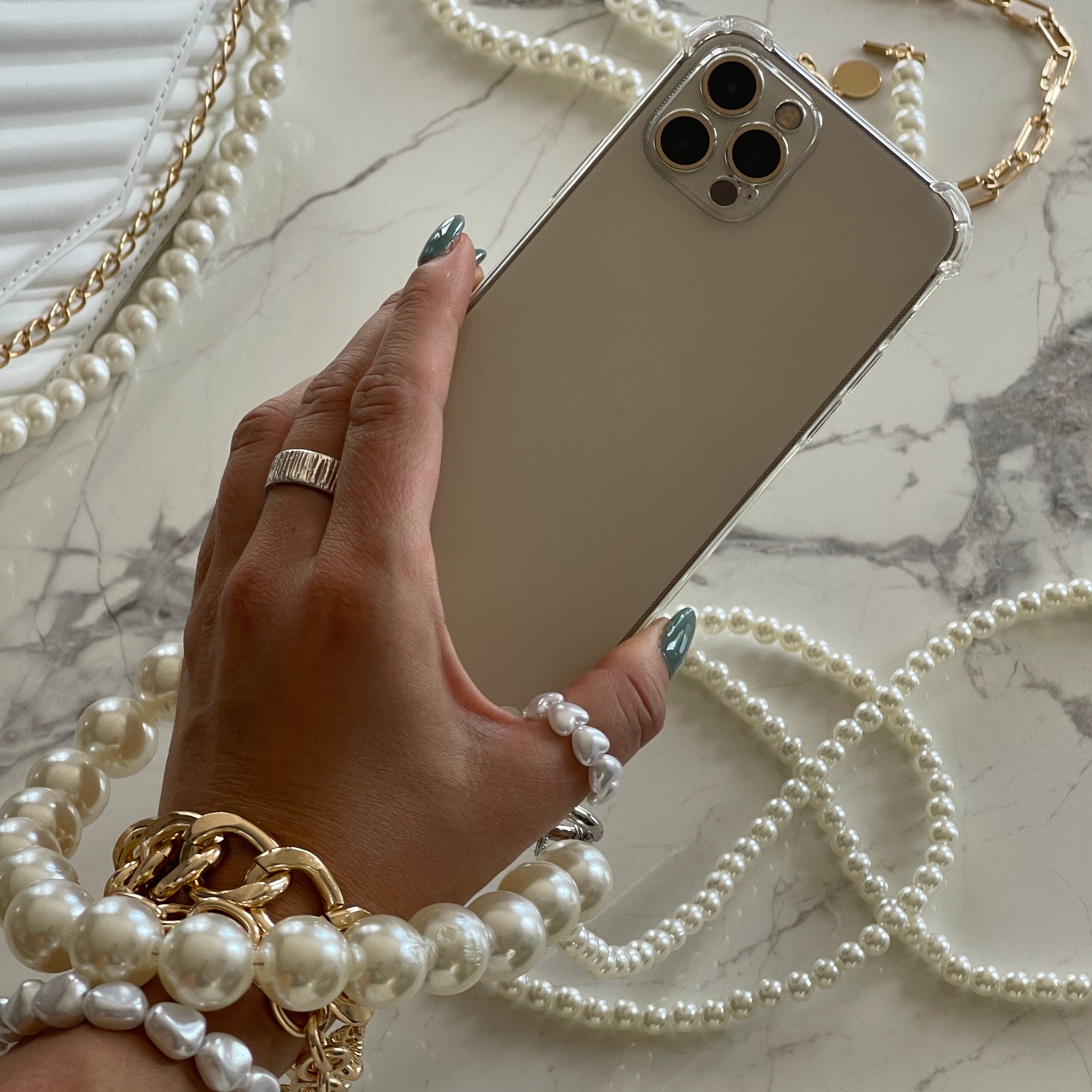 iPhone Case With 2 Pearls Bracelets